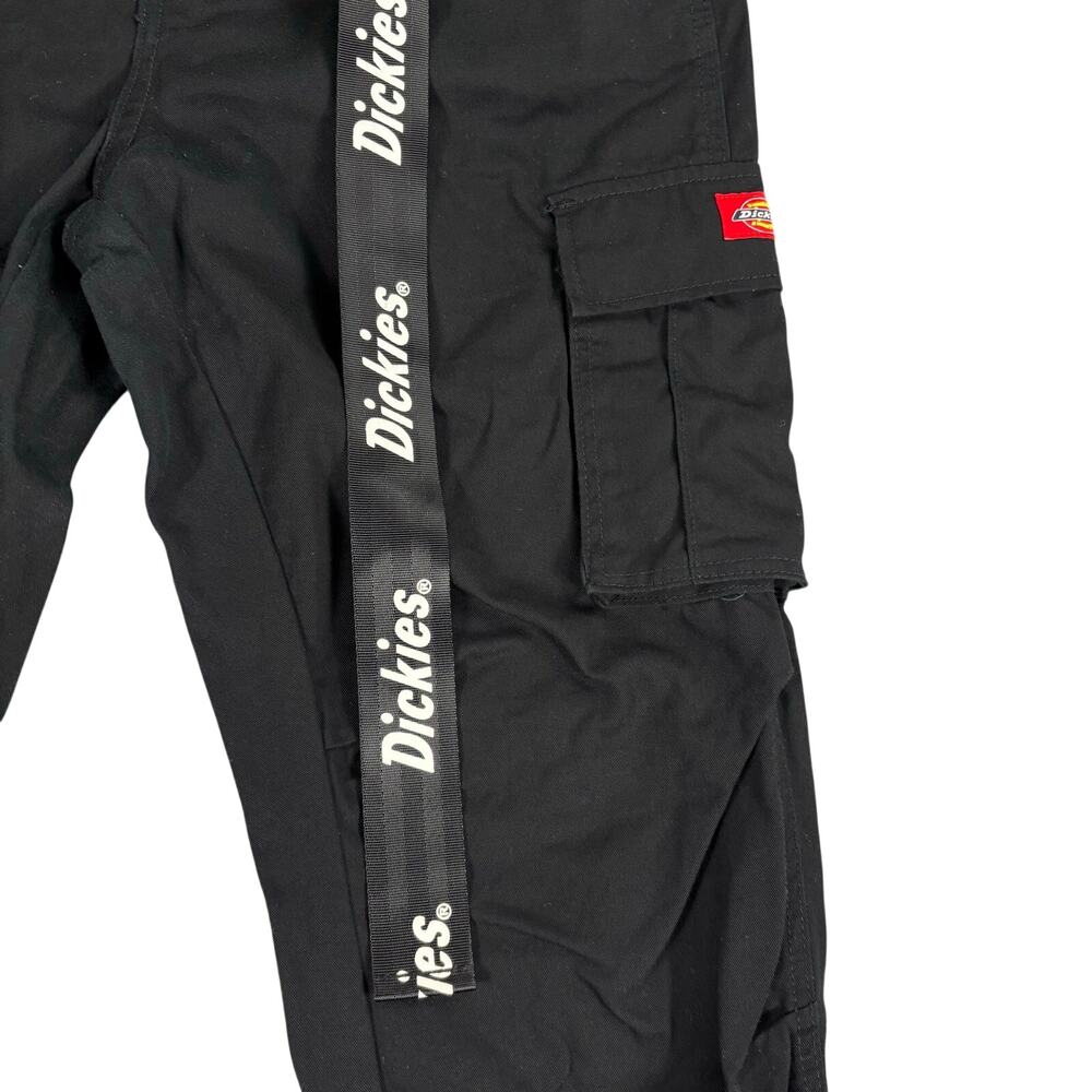 Dickies Black Cargo Pants Joggers Womens Size 9/29 Logo Belt Utility Streetwear - Picture 6 of 12